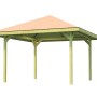 Weka Gartenoase 651: Holz-Pavillon mit roten Dachschindeln, 380x380 cm. Ideal für Garten & Entspannung.