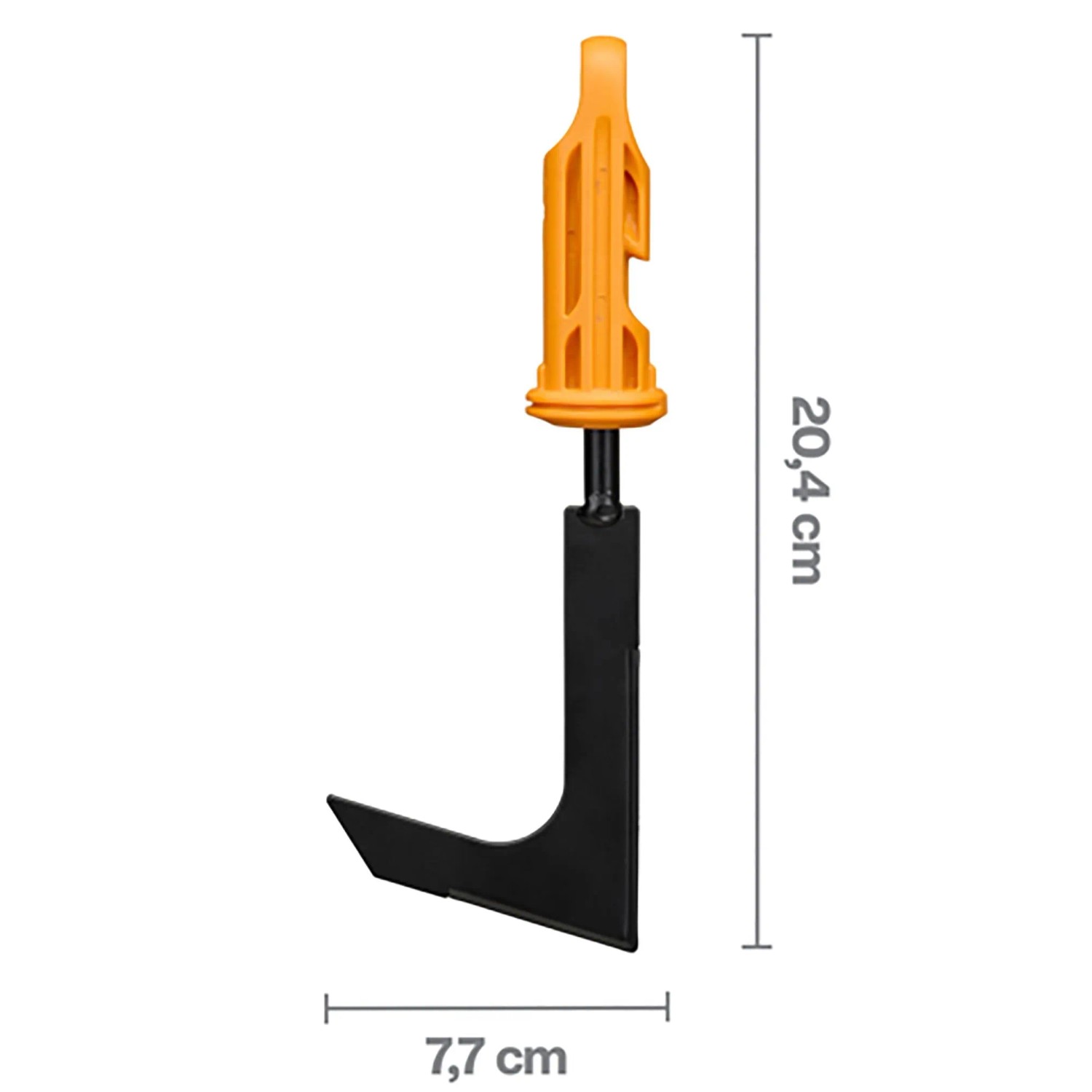 Fiskars Fugenkratzer OneClick, orange-schwarz, mit Maßen 20,4 cm Höhe und 7,7 cm Breite.