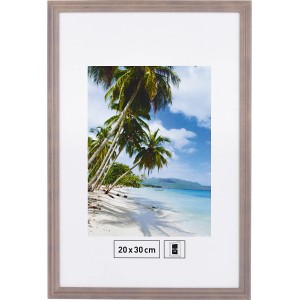 Grauer Holzbilderrahmen mit geriffelter Oberfläche, Format 20x30 cm.