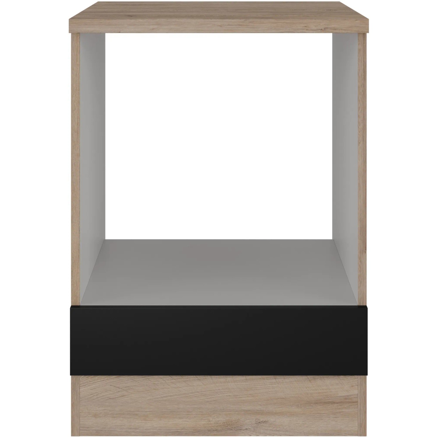 Flex-Well Herdumbauschrank Capri, 60 cm, Schwarz Matt/Endgrain Oak, für Einbauherd