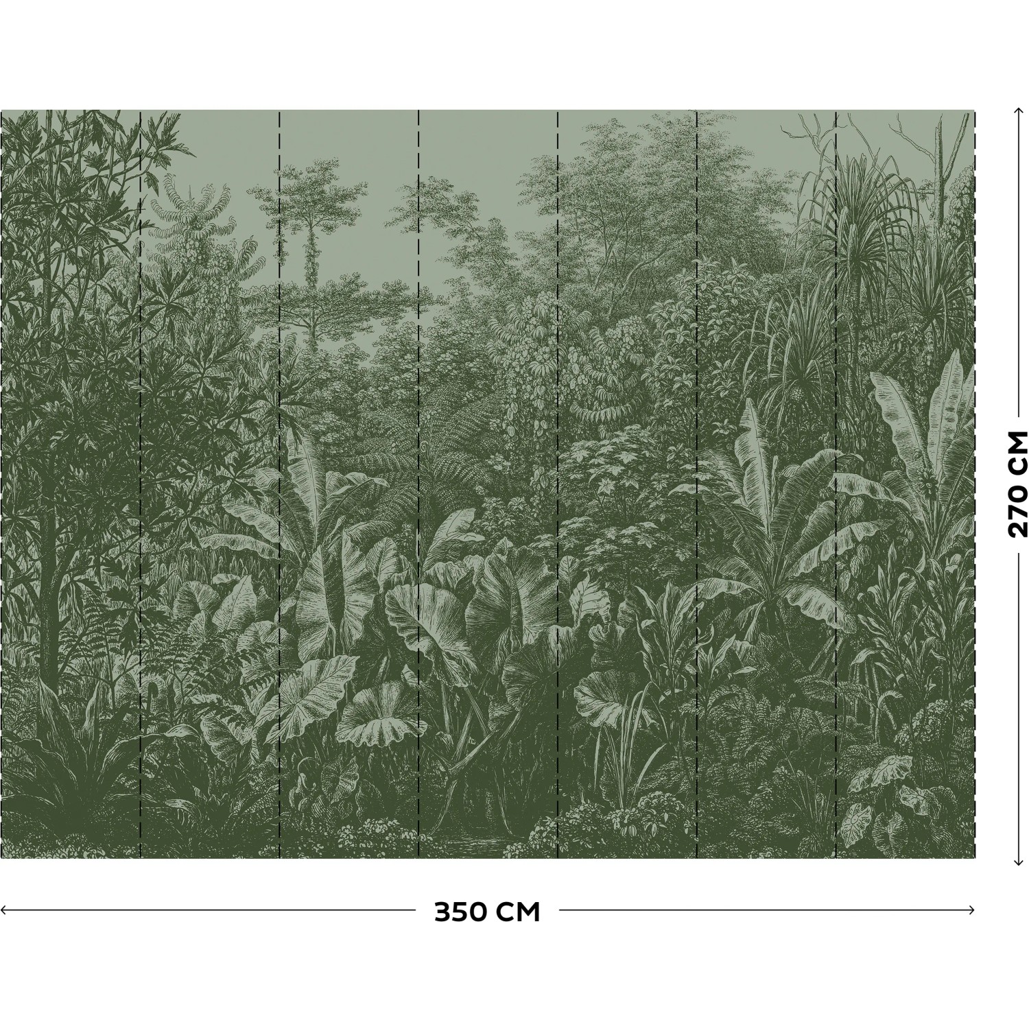 LOOKS Fototapete Rainforest Grün: Vliestapete mit detailreichem Regenwald-Motiv, 2,7x3,5m.