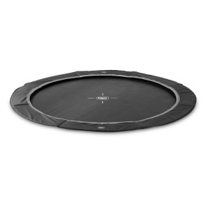 Schwarzes, rundes Exit InTerra Bodentrampolin, 305 cm Durchmesser, ohne Netz.