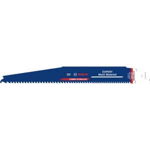 Blaues Bosch Säbelsägeblatt Expert Multi Material S1159XHM, 225 mm, für widerstandsfähige Baustoffe.