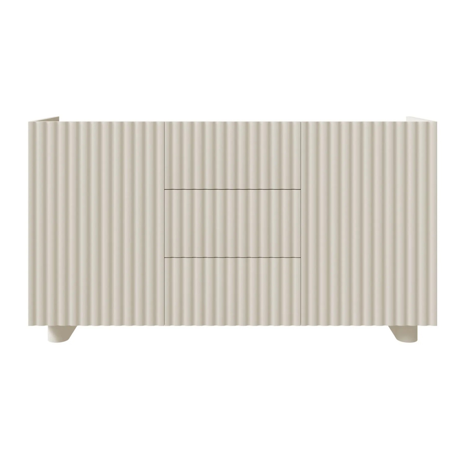 Selsey Sideboard Fiorra, 144 cm, in Kaschmir. Geriffelter Korpus, 2 Türen, 3 Schubladen. Moderne Kommode mit Stauraum.
