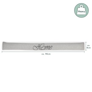 Beautissu Tuuli HO Zugluftstopper, 90cm, hellgrau mit "Home" Schriftzug, Türstopper.