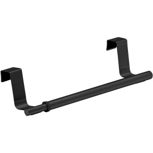 Schwarze, teleskopierbare Wenko Tür-Handtuchstange aus Edelstahl, 35 cm, für Küchenhelfer.