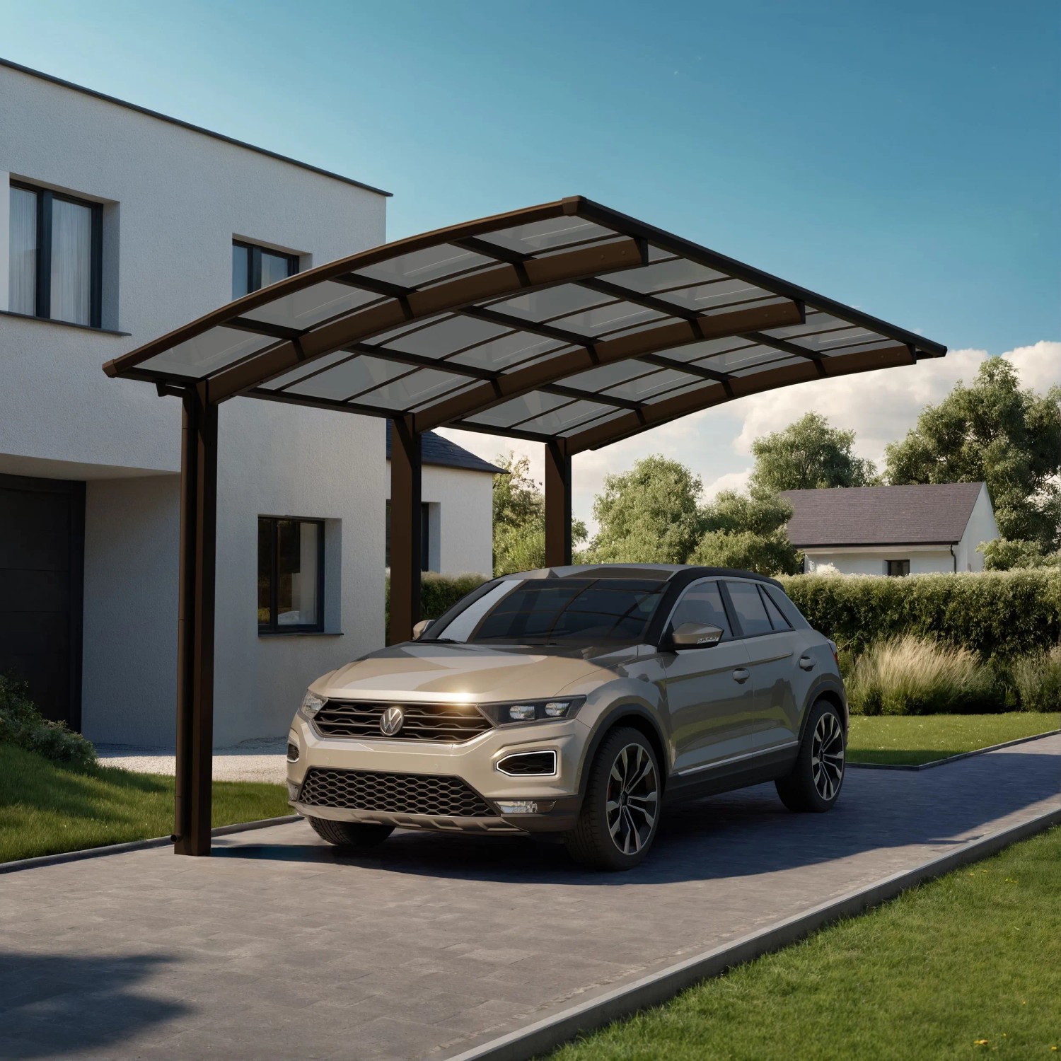 Ximax Alu Carport Portoforte Typ 110 Mattbraun XL 301 x 556 cm Sonderfertigung_2