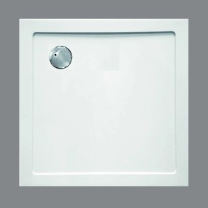 Quadratische, extraflache Sanotechnik Duschwanne, 80x80 cm, Weiß, mit Ablauf