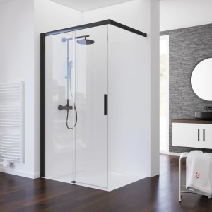 Schulte Schiebetür Walk In Mattschwarz 120 cm x 200 cm DIN Links