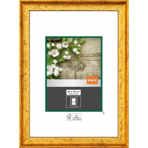 Goldener OBI Holz-Bilderrahmen, 20x30 cm, mit Antik-Struktur und FSC®-Zertifizierung.
