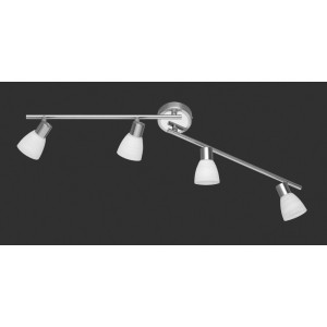 Dimmbarer LED-Spot Caprico mit 4 Leuchten, Nickel matt, für Deckenmontage.