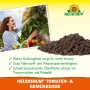 Neudorff Neudohum Tomaten- und Gemüseerde (20 l) mit Frau bei der Tomatenernte und Erdhaufen.