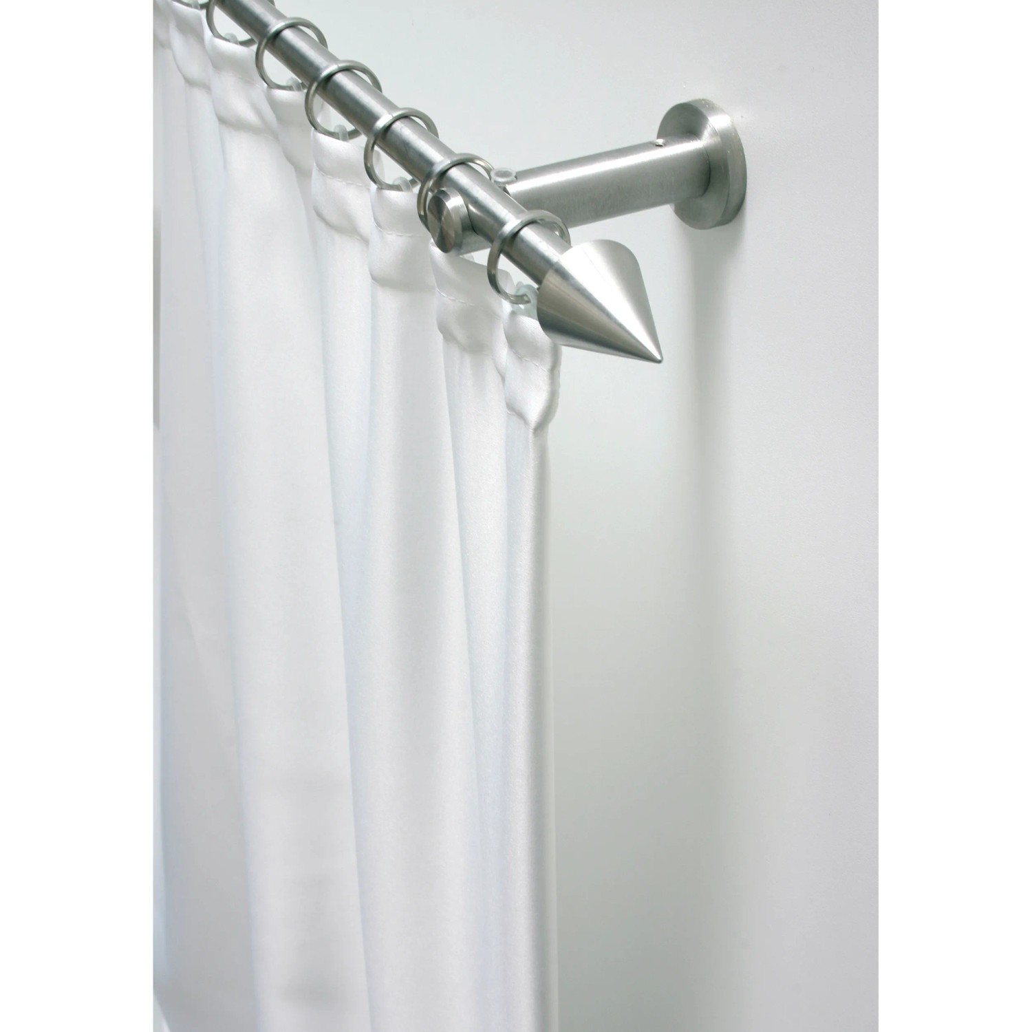 Gardinia Gardinenstange New York, Edelstahloptik, 120 cm mit weißem Vorhang.
