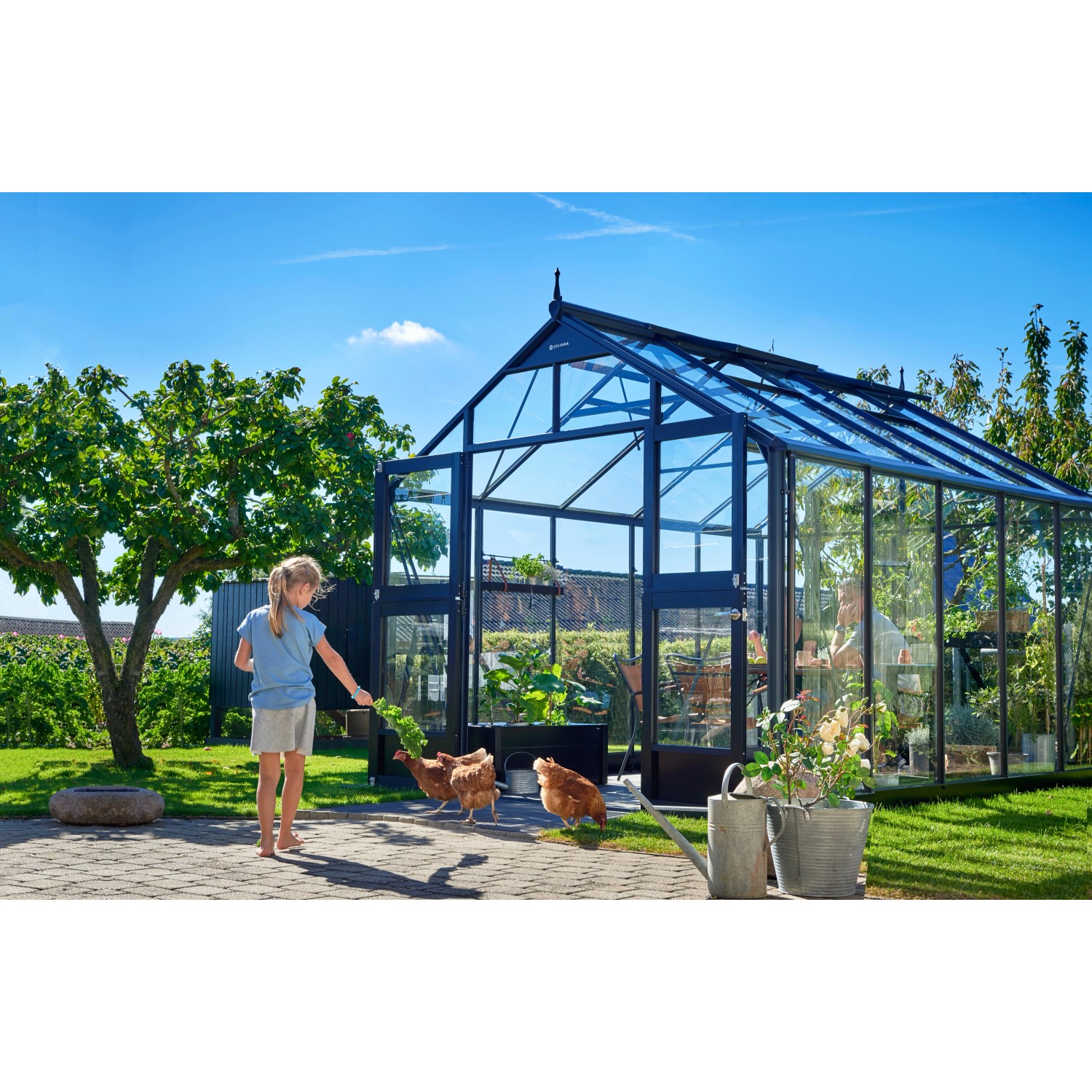 Juliana Gewächshaus Premium 10,9 m² 3 mm Sicherheitsglas Anthrazit