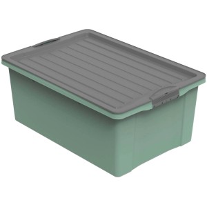 Grüne Rotho Stapelbox Compact A3 (38 l) mit grauem Deckel. Praktische Aufbewahrungsbox.