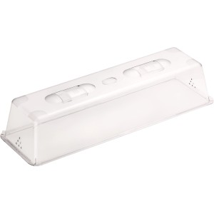 Transparenter Gewächshausdeckel (58x19x13cm) mit Belüftungssystem für optimale Pflanzenanzucht.