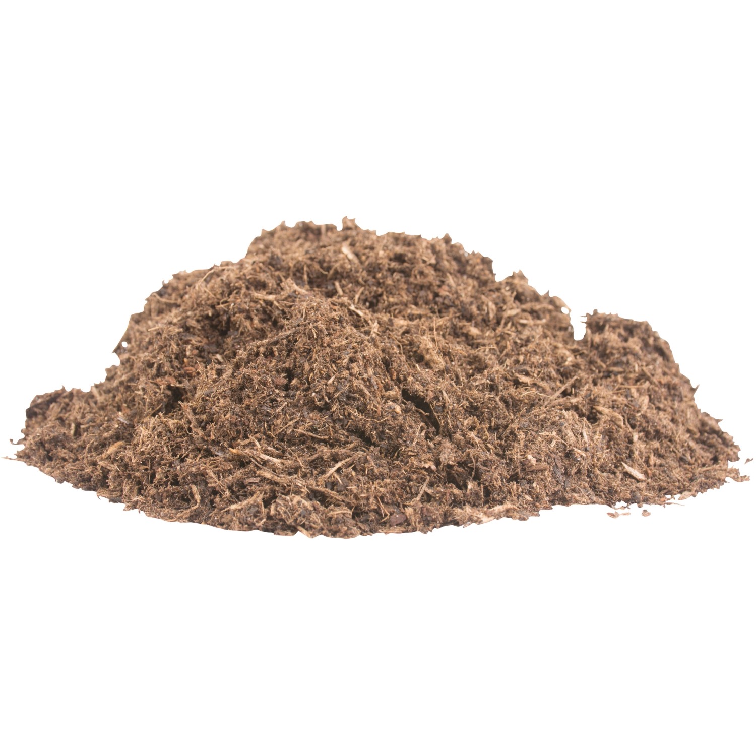 Nahaufnahme von Compo Bio Universal-Erde, torffrei mit Schafwolle, lockere, braune Struktur.