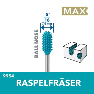 Dremel Raspelfräser Max 9954, zylindrisch, Ø 7,9 mm, für Miniaturwerkzeuge.