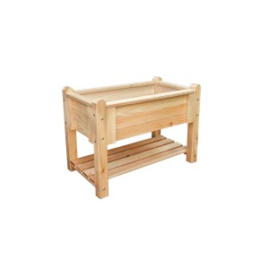 Weka Kinder-Hochbeet Tabaluga Lucy aus naturbelassenem Kiefernholz mit Ablagefläche.