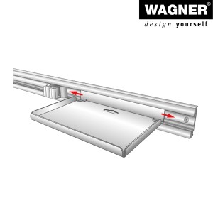 Wagner Ablageplatte Hooks4Tools, silberne Stahl-Ablage zur Montage an einer Hängeleiste.