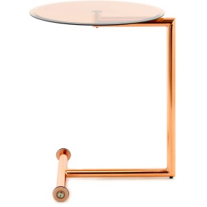 Kayoom Beistelltisch Servant in Rosé mit Glasplatte, Ø 46 cm.