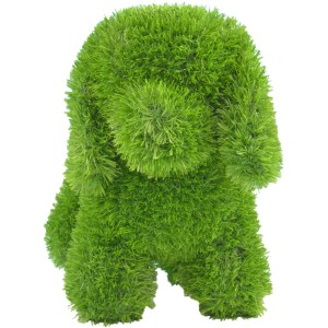 Stehende AniPlants Gartenfigur Hund, 35 cm, Grün, aus wetterfestem Material.