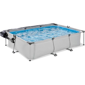 EXIT Soft Grey Pool, 300x200x65 cm, mit Filterpumpe und Abdeckung.