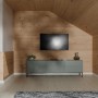 Wohnraum mit Egger Decowall Faltleiste FL009 Esbjerg in Hellbraun als Wandverkleidung.