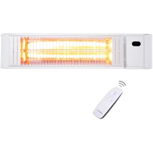 Weißer Vasner Infrarot-Heizstrahler Teras X20 mit Fernbedienung. Terrassenheizer für angenehme Wärme.