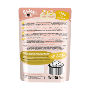 Lucky Lou Katzen-Nassfutter Thunfisch & Huhn in Jelly, 70g Portionsbeutel.