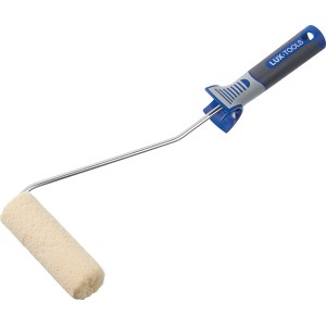 LUX Filtroller 12 cm für Lacke und Farben, Farbroller mit blau-grauem Griff.