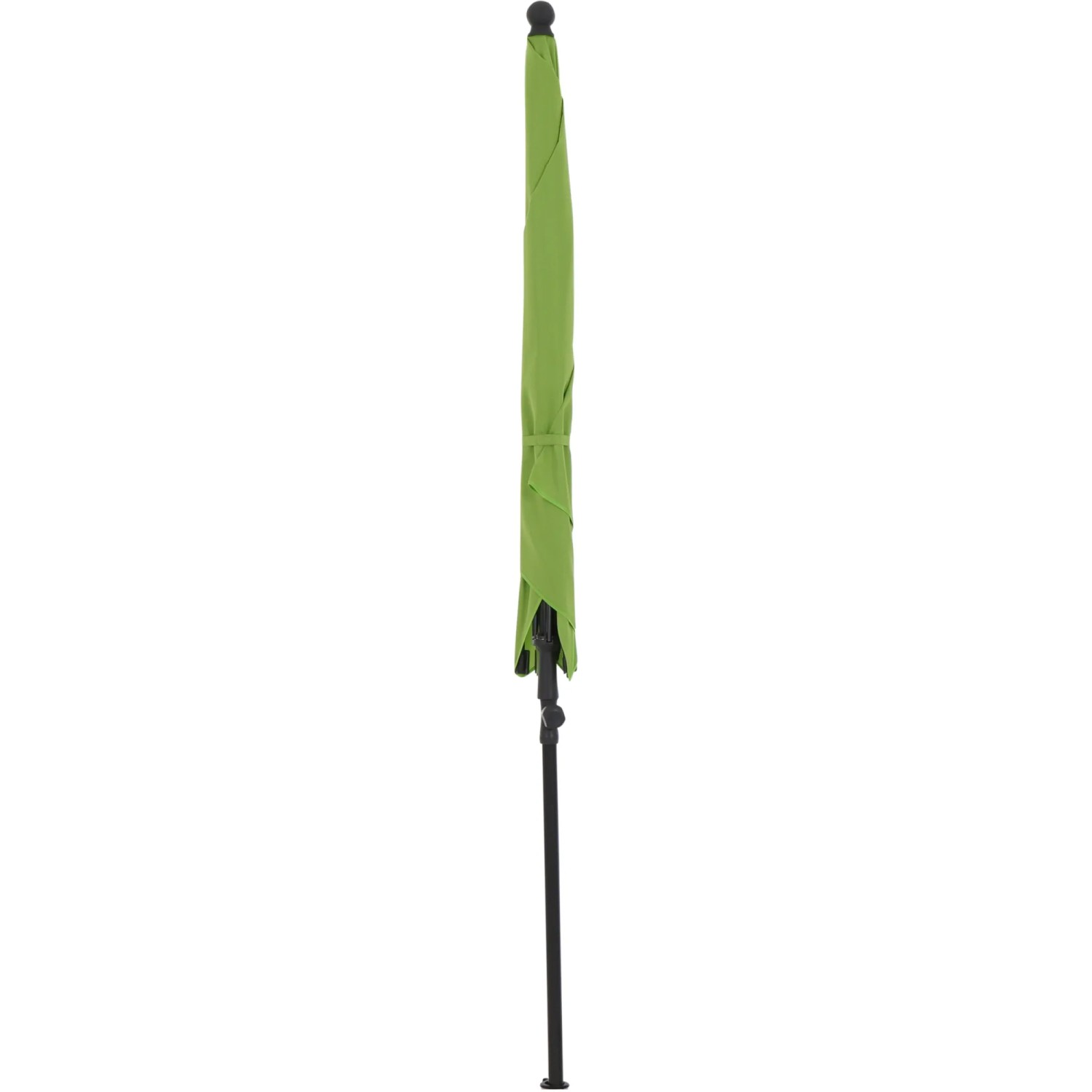 Geschlossener, grüner Siena Garden Marktschirm 140x210 cm mit Knickfunktion.