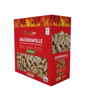Greenheat Anzündwolle, 5kg Karton: Natürliche Feueranzünder für Kamin, Grill & Ofen.