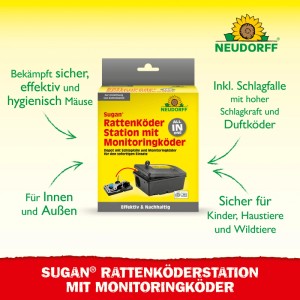 Neudorff Ratten-Köderstation Sugan mit Monitoringköder, Komplettset zur Rattenbekämpfung.