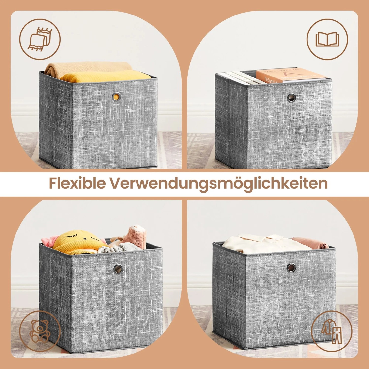 Songmics Aufbewahrungsbox-Set 30 x 30 x 30 cm Grau 6-teilig kaufen bei OBI