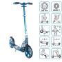 Blauer Six Degrees Aluminium Scooter mit 205mm Rädern, Klappmechanismus und Ständer. Höhenverstellbarer Roller für Sport.