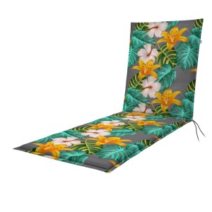 Liege Auflage mit floralem Muster für Gartenliegen. Bequemes Sitzkissen mit Bindebändern.