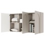 Graubeiges Selsey Sideboard Arkadia, dreitürig, mit elegant gefrästen Bogenfronten. Offene Türen zeigen vielseitigen Stauraum.