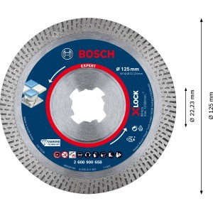 Bosch Expert Diamanttrennscheibe Hard Keramik, 125 mm, X-Lock für Winkelschleifer.