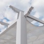 Detailansicht des weißen Pavillon Pergola Gazebo Florida mit Sonnensegel.