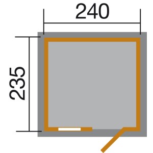 Grundriss OBI Outdoor Living Holz-Gartenhaus Bozen, 240x235cm, unbehandelt.