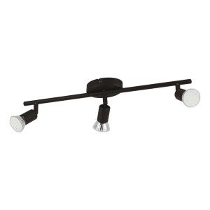 Schwarzer Eglo Spot Buzz-LED, 3-flammig, 48,5 cm breit, für Deckenmontage. Schwenkbare Spots.