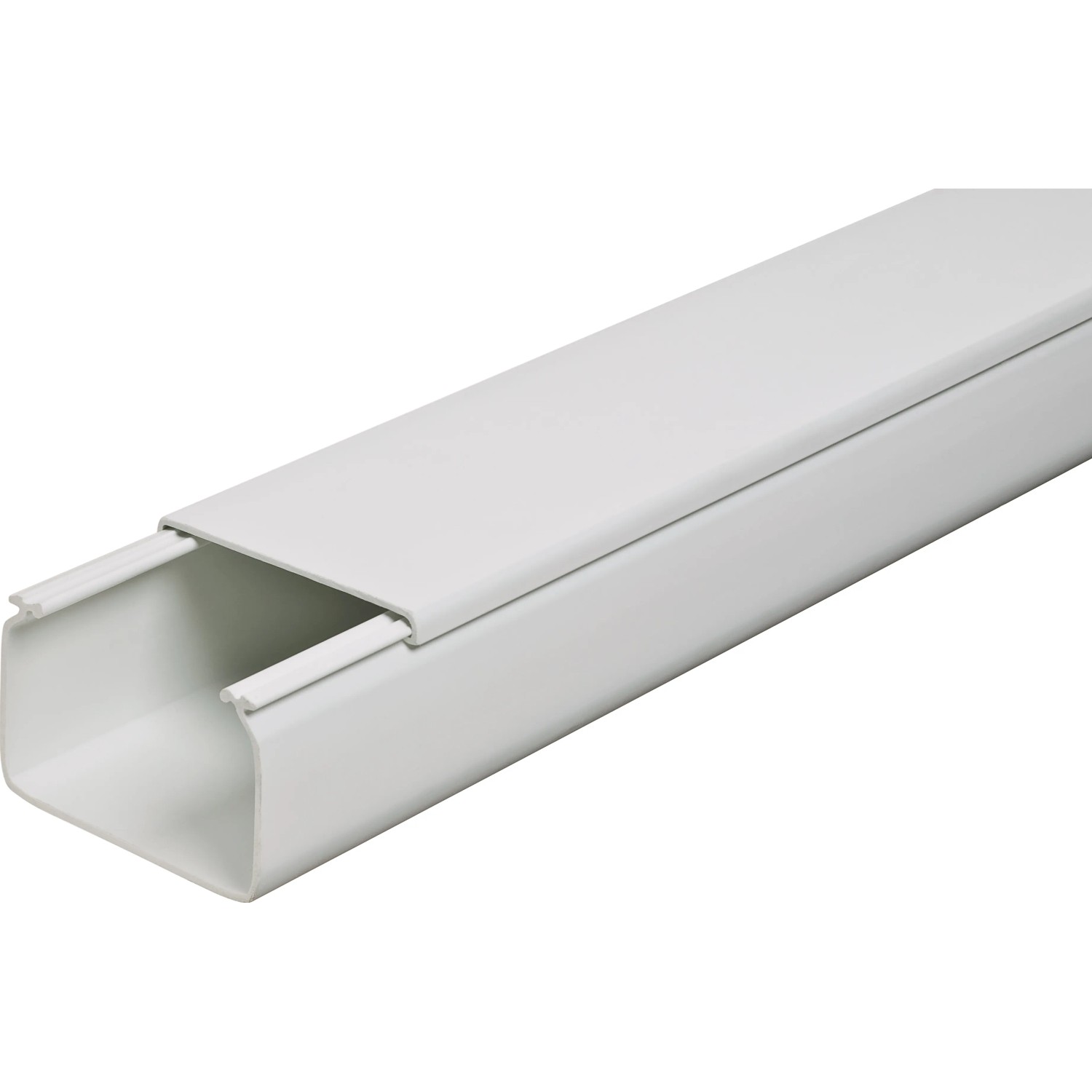 Weißer Kabelkanal, 60x40 mm, 2 m Länge. PVC-Kanal zur Kabelverlegung.