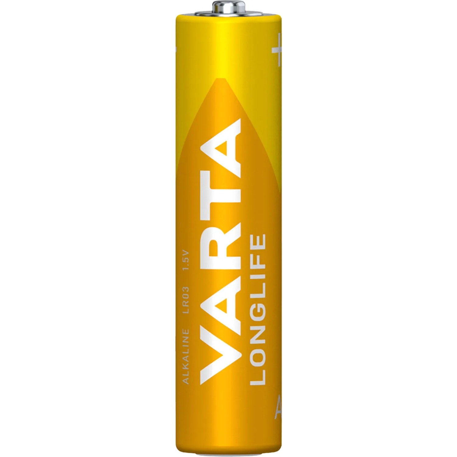 Gelbe Varta Longlife Micro (AAA) Batterie für Geräte mit niedrigem Energieverbrauch.