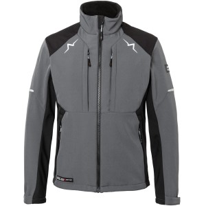 Kübler Pulse Softshelljacke in Anthrazit/Schwarz, Herren Arbeitskleidung mit Reißverschlüssen.