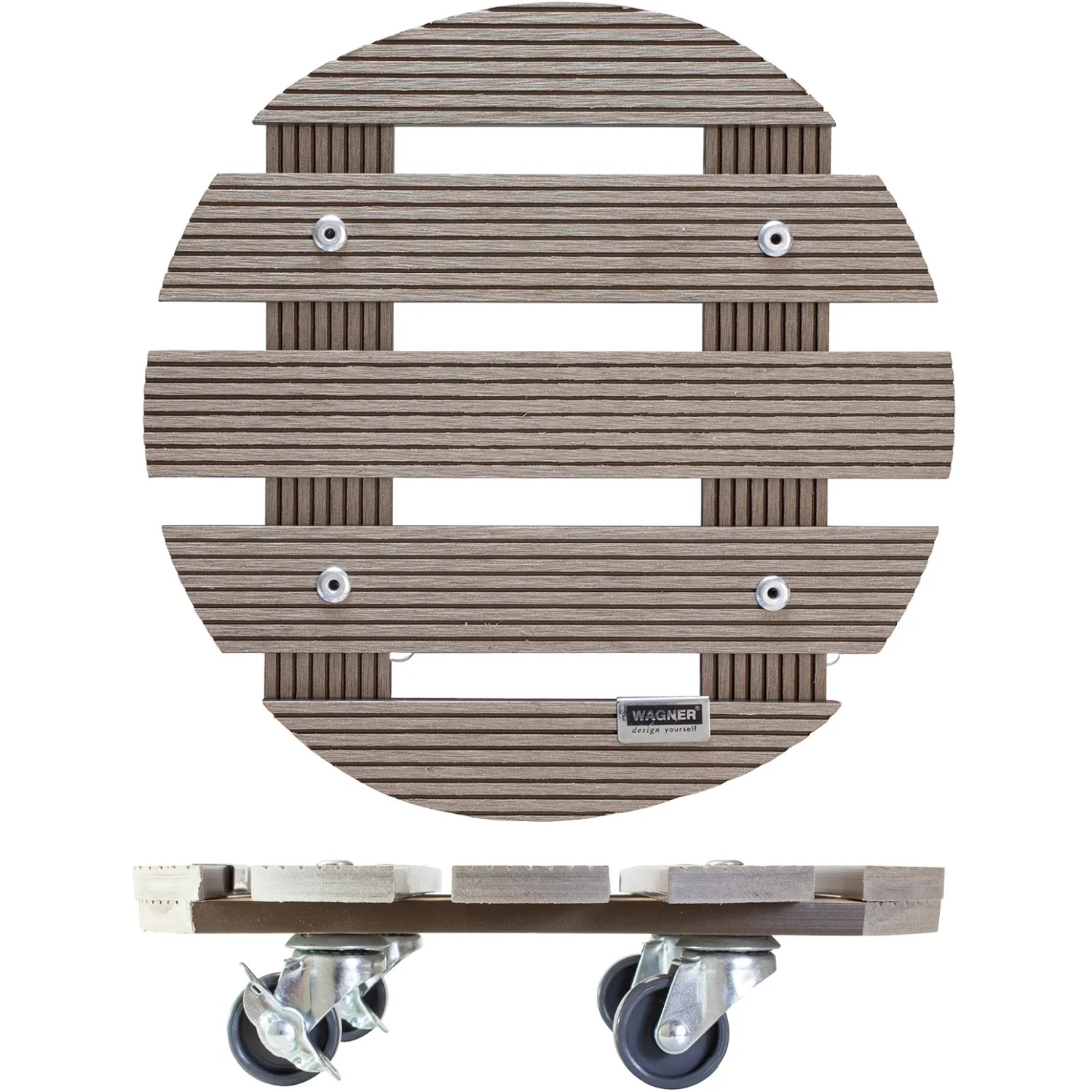 Wagner WPC Pflanzenroller, Ø 29 cm, Taupe, mit Rollen für den einfachen Transport von Pflanzen.