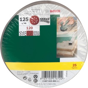 Bosch Schleifblatt-Set K120, Ø 125mm, 25 Stück für Exzenterschleifer.