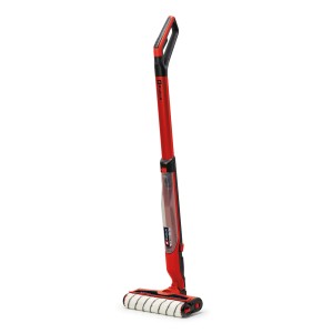 Einhell Akku-Hartbodenreiniger Cleanexxo, rot, mit rotierender Bürste für Reinigungsarbeiten.