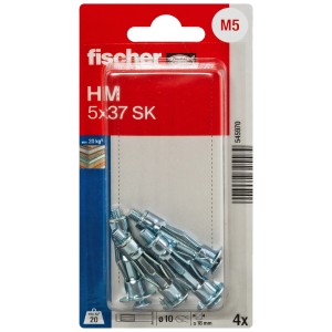 Fischer HM SK Hohlraumdübel 5x37 mm, 4er-Pack. Metalldübel für Plattenbaustoffe.
