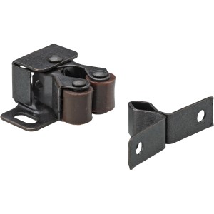 Hettich Schnappverschluss aus Stahl, bronzefarben, mit Gegenplatte zum Anschrauben.